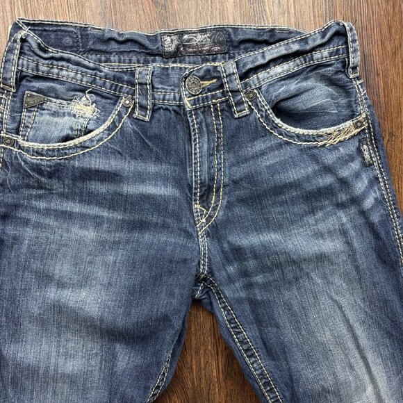 Silver Gordie Straight Leg Jeans Medium Wash Distressed Men’s Size 32 X 30 - Picture 3 of 12